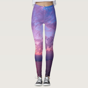 Purple Clouds California Coastal Sunset Photo Leggings