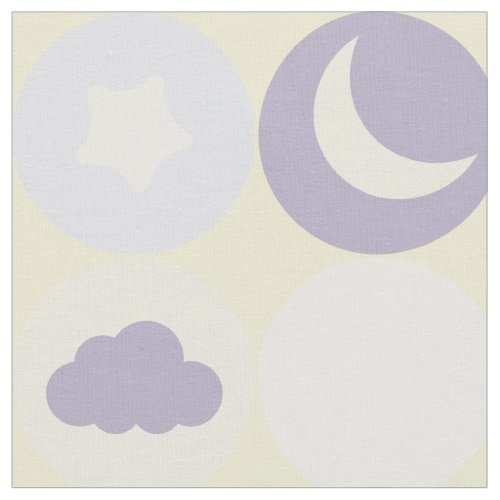 Custom Fabric 6 Purple Clouds Moons And Stars Baby Nursery Pattern Fabric
