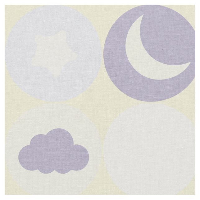 Purple Clouds Moons and Stars Baby Nursery Pattern Fabric (Close Up)