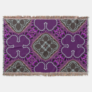 Purple Clover Geometric Patter Woven Throw Blanket