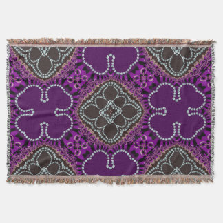 Purple Clover Geometric Patter Woven Throw Blanket