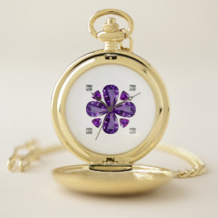 Purple Clover Pocket Watch