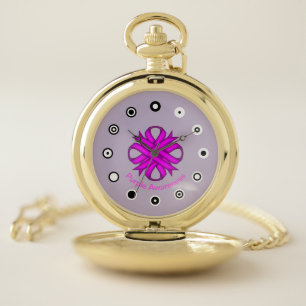 Purple Clover Ribbon (Bf) by K Yoncich Pocket Watch