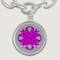 Purple Clover Ribbon by Kenneth Yoncich Charm Bracelet