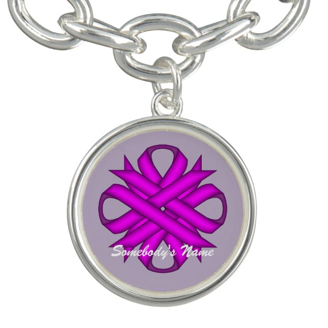 Purple Clover Ribbon by Kenneth Yoncich Charm Bracelet (Design)