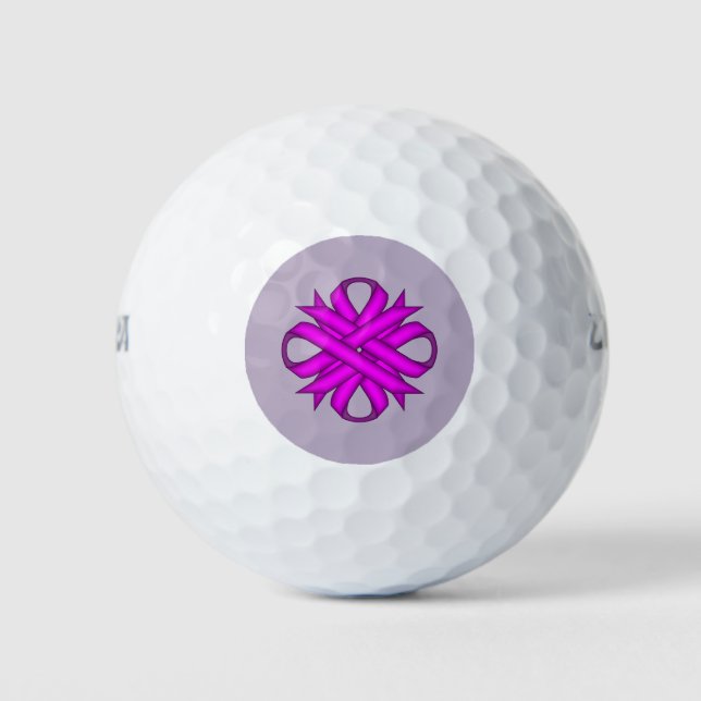 Purple Clover Ribbon by Kenneth Yoncich Golf Balls (Front)