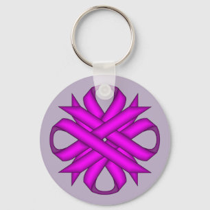 Purple Clover Ribbon by Kenneth Yoncich Keychain