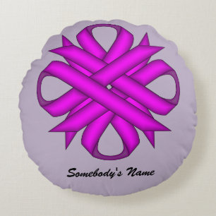 Purple Clover Ribbon by Kenneth Yoncich Round Pillow