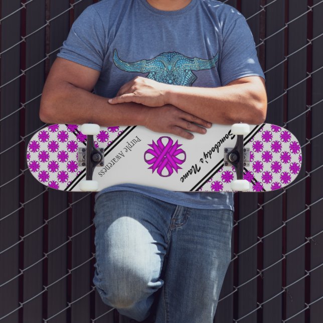 Purple Clover Ribbon by Kenneth Yoncich Skateboard Deck (Outdoor 3)
