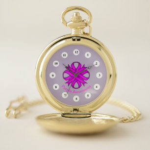 Purple Clover Ribbon (Cf) by K Yoncich Pocket Watch