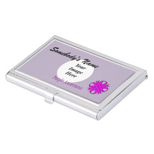 Purple Clover Ribbon Template by Kenneth Yoncich Business Card Holder