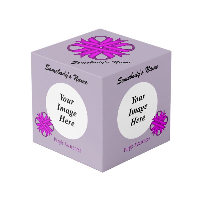 Purple Clover Ribbon Template by Kenneth Yoncich Cube (Front Angled)