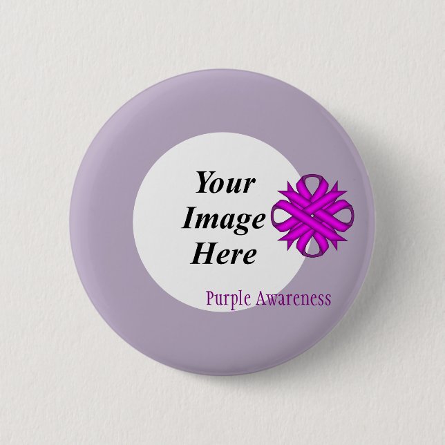 Purple Clover Ribbon Template by Kenneth Yoncich Pinback Button (Front)