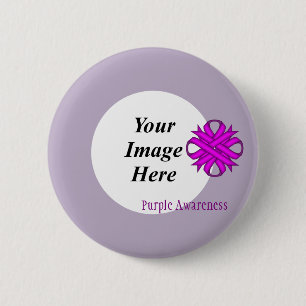 Purple Clover Ribbon Template by Kenneth Yoncich Pinback Button
