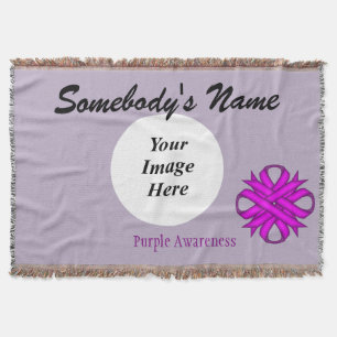 Purple Clover Ribbon Template by Kenneth Yoncich Throw Blanket