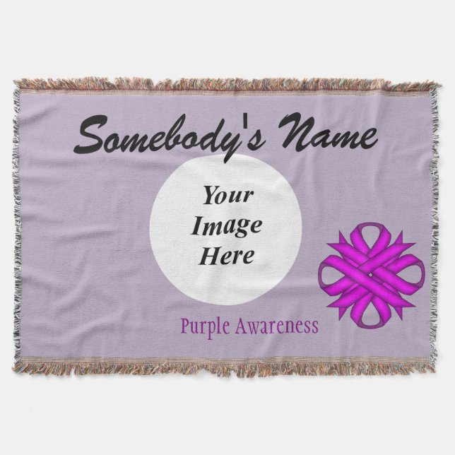 Purple Clover Ribbon Template by Kenneth Yoncich Throw Blanket (Front)