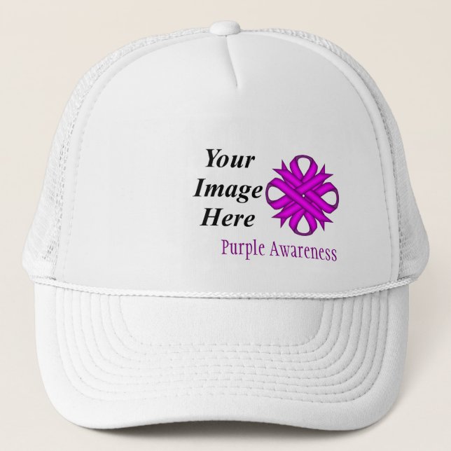 Purple Clover Ribbon Template by Kenneth Yoncich Trucker Hat (Front)