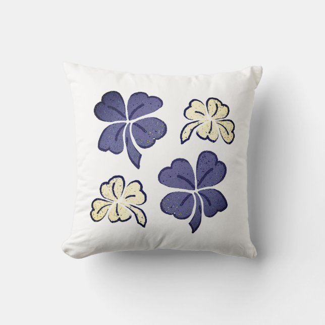 Purple Clover Shamrock Drawing Throw Pillow (Front)