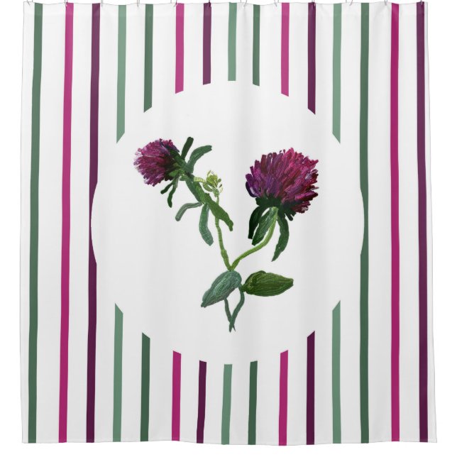 Purple Clover Shower Curtain (Front)