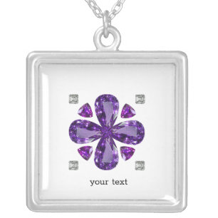 Purple Clover Silver Plated Necklace