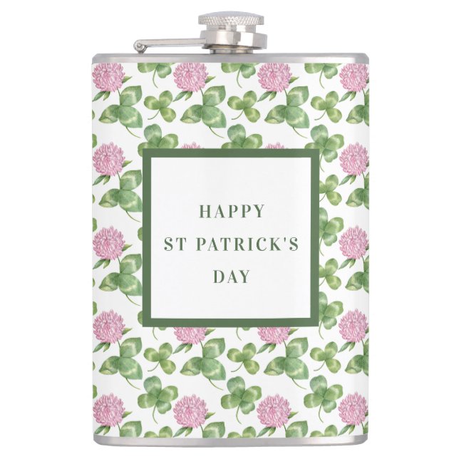 Purple Clover | St Patrick's Day Flask (Front)