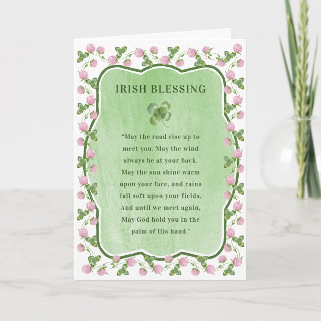 Purple Clover | St Patrick's Day Irish Blessing Card (Front)