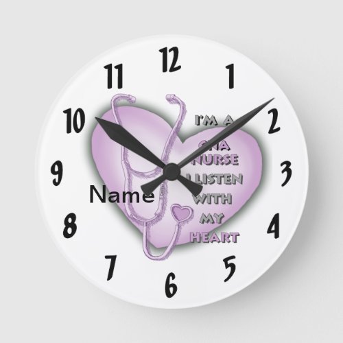 Purple CNA Nurse custom name Clock