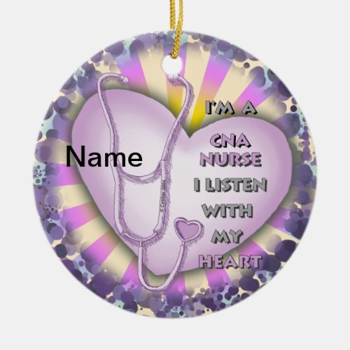Purple CNA Nurse custom name Ornament
