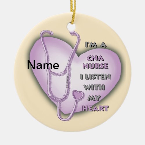 Purple CNA Nurse custom name Ornament