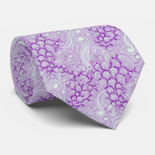 Purple Coastal Seashell Pattern Wedding Neck Tie