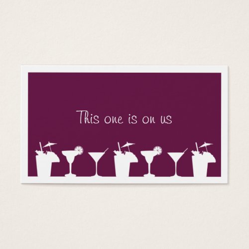 Purple cocktail corporate event drink ticket business cards