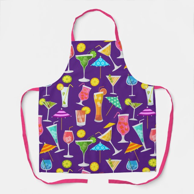 Purple Cocktail Happy Hour Bar Apron (Front)