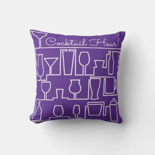 Purple cocktail party throw pillow
