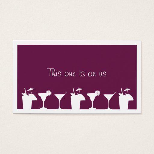 Customizable Purple cocktail wedding event custom drink ticket business card template