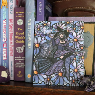 Purple Coffee Witch Daisy Art Postcard