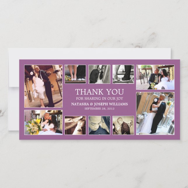 PURPLE COLLAGE | WEDDING THANK YOU CARD (Front)