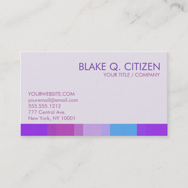Purple Color Bar Business Card (Front)