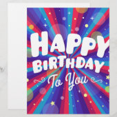 Purple Color burst happy birthday to you (Front/Back)