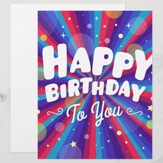 Purple Color burst happy birthday to you (Front/Back)