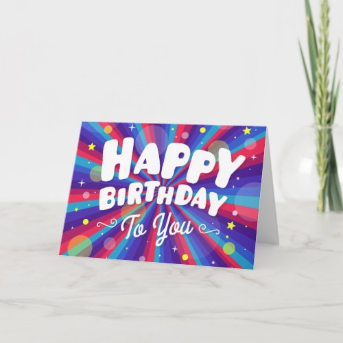 Purple Color burst happy birthday to you Card