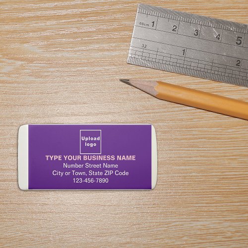 Purple Color Business Branding on Rectangle Eraser