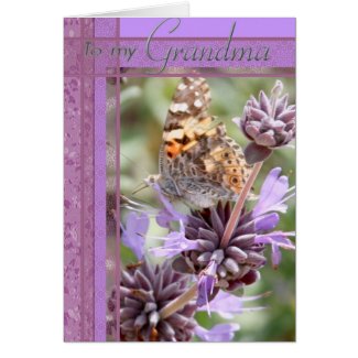 Purple Color Card with Butterly for Grandma