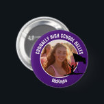 Purple Color Guard Photo High School Dancer Button<br><div class="desc">This cool customized high school color guard photo gift features white typography of your team and dancer name on a purple button with a silhouette of a girl leaping and flag spinning. Personalize with your student's photograph and class year as a proud parent. A mom and dad can wear these...</div>