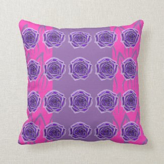 Purple color rose monogram frontback throw pillow