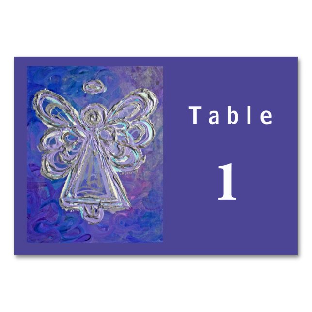 Purple Color Series Angel Custom Table Cards (Back)