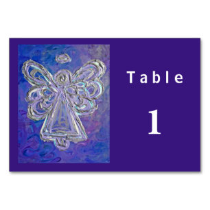 Purple Color Series Angel Custom Table Cards