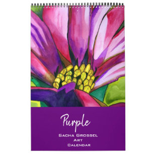 Purple color watercolor art calendar Sacha Grossel