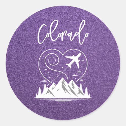 Purple Colorado Passport  Classic Round Sticker