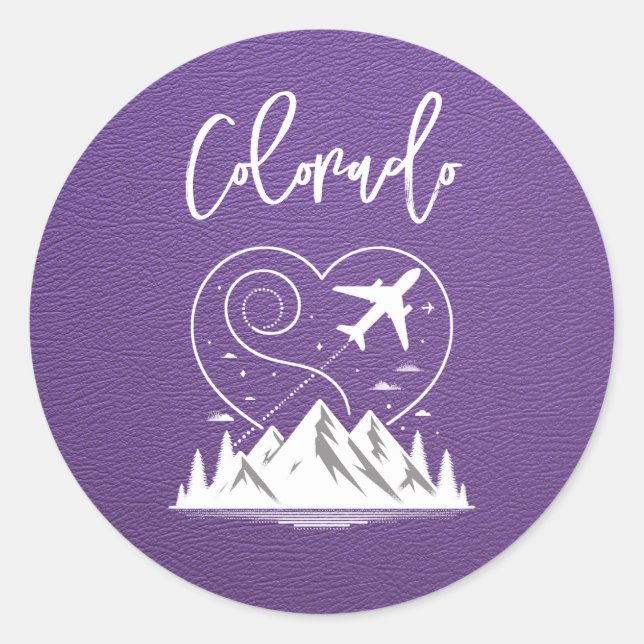 Purple Colorado Passport  Classic Round Sticker (Front)