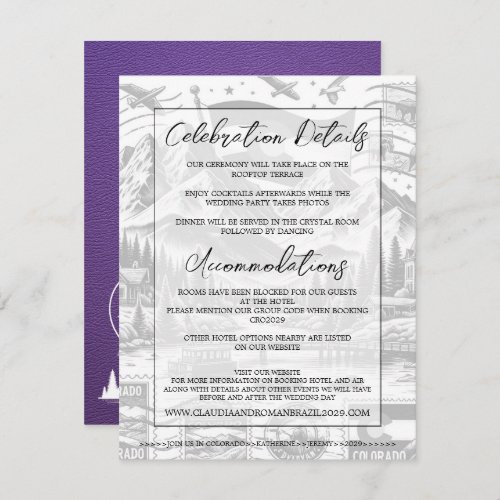 Purple Colorado Passport Wedding Enclosure Card